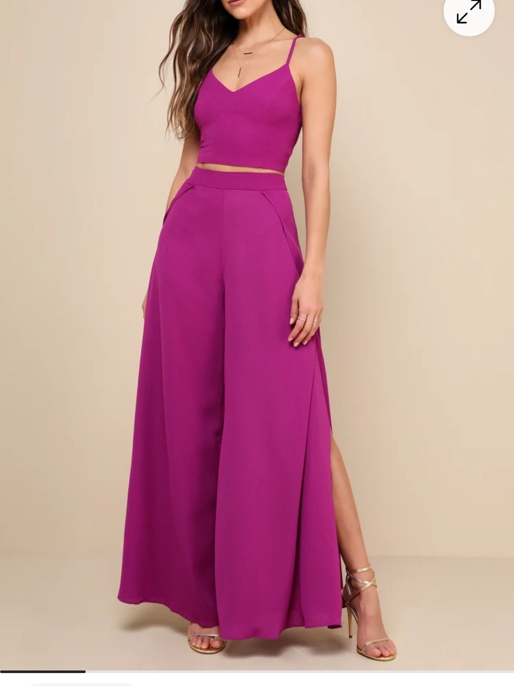 Lulu's Fuchsia Wide Leg Split Pants